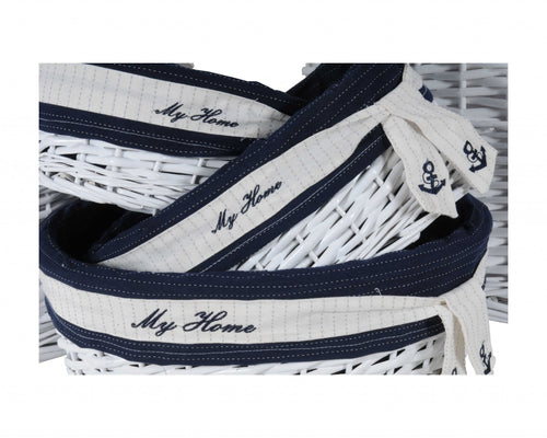 14.5inches x 20inches x 23inches WhiteBlueOvalWillow Basket Set of 5