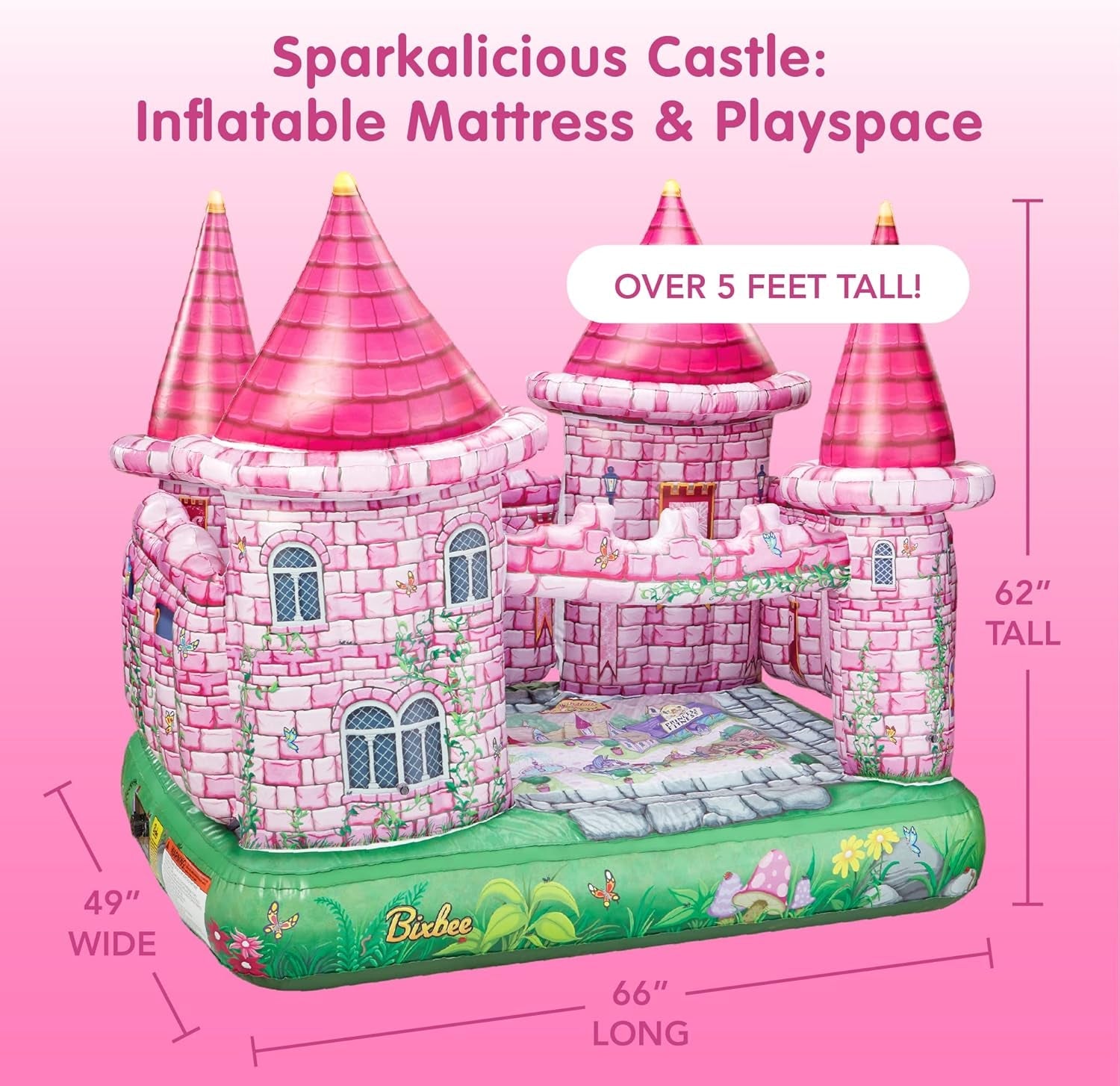 Pink Inflatable Princess Castle Playhouse for Toddlers